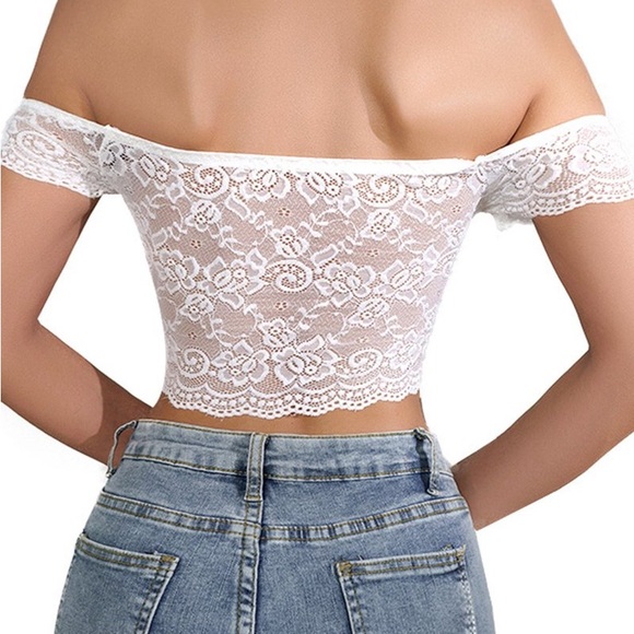 White Lace Crop Top medium used - Picture 2 of 7